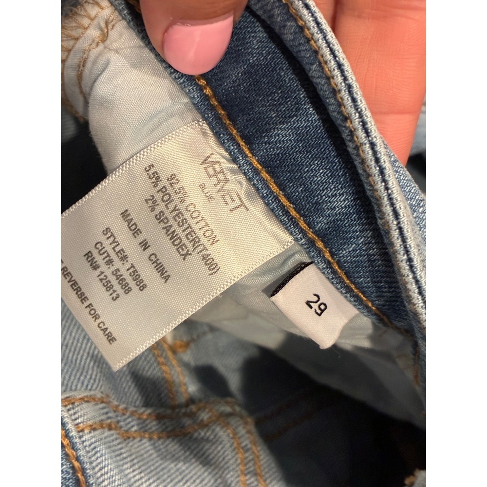 Vervet Blue High Rise Flare Jeans Light Wash Raw Hem T5988 Size 29 - Picture 6 of 7